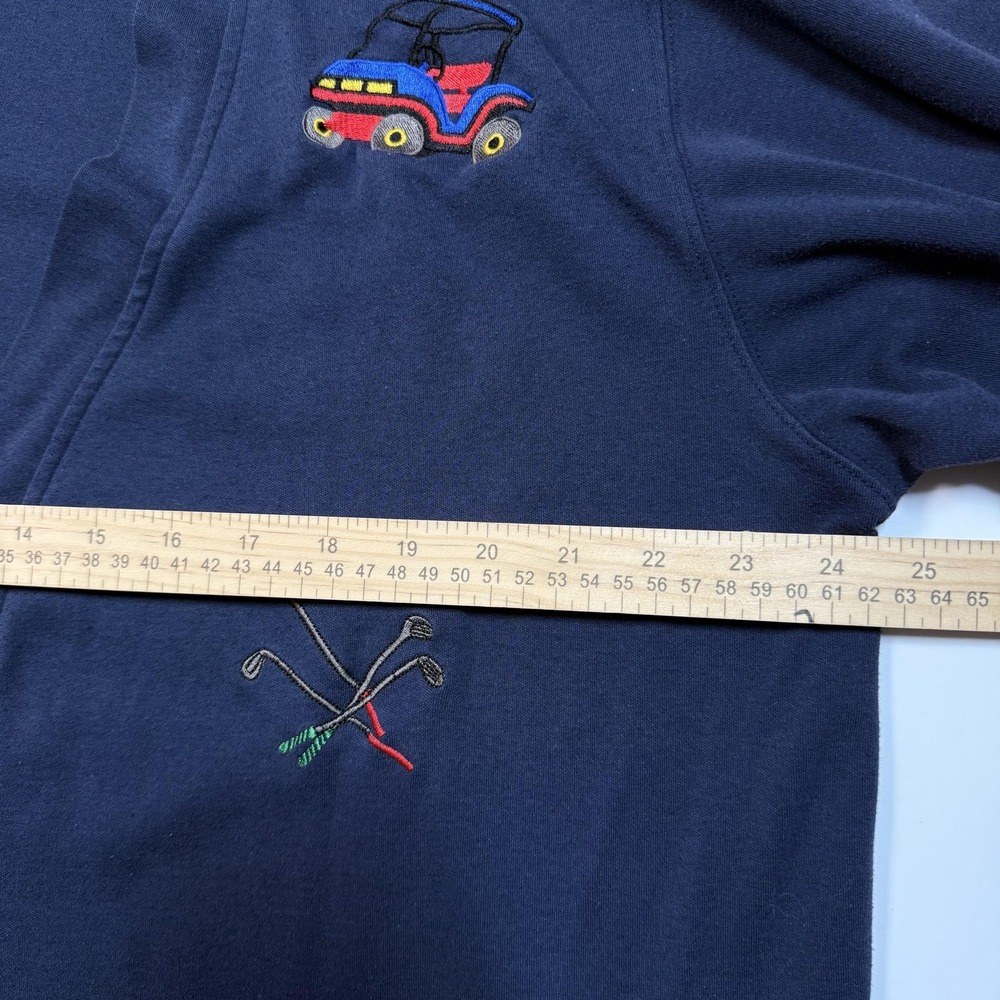 Vintage Karen Scott Sweater Cardigan Womens Large Navy Golf Embroidered 90s - Picture 7 of 7